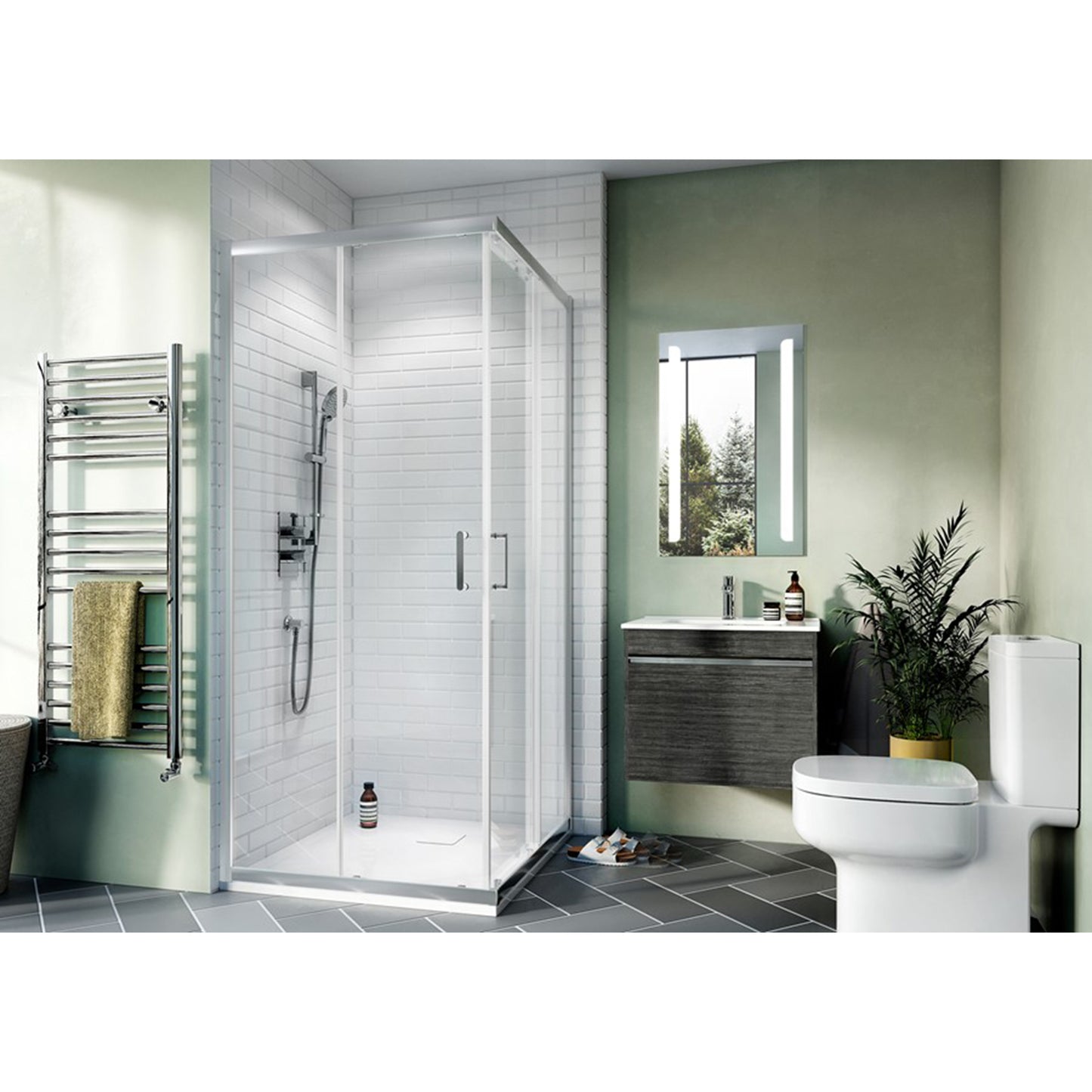 Crosswater Kai KLCESC0760 6 Corner Entry Enclosure, Silver Finish