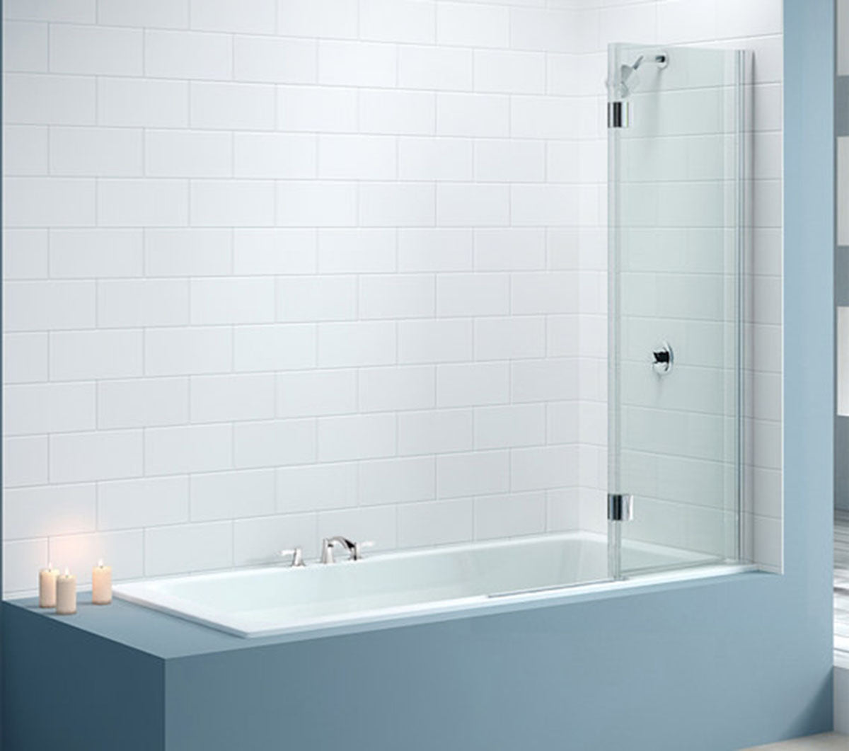 Two Panel Hinged Bath Screen (Right)