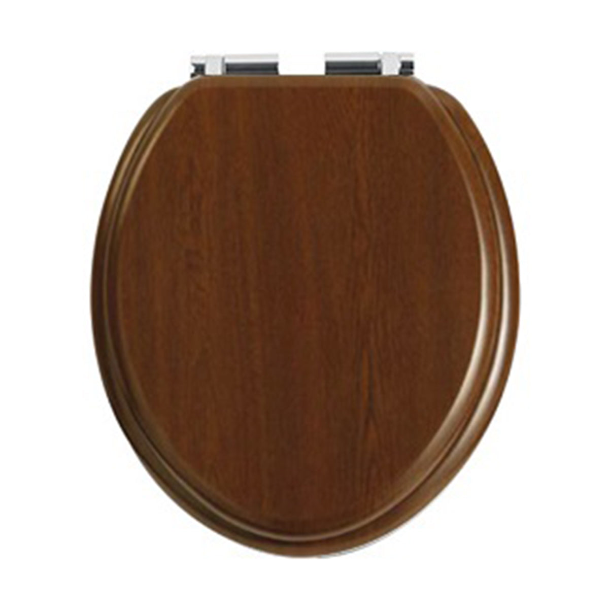 Heritage Toilet Seat Chrome Soft Close Hinge Walnut