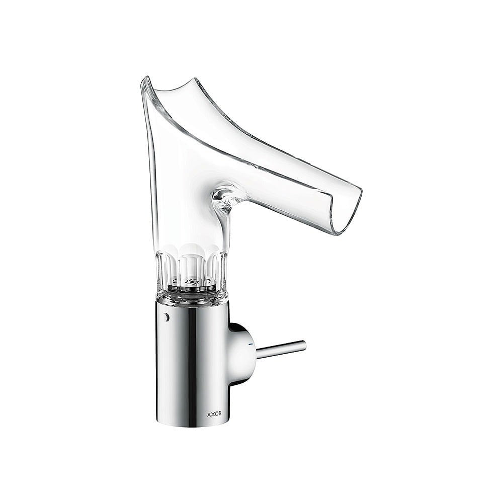 AXOR Starck V Single Lever Basin Mixer w/ Glass Spout Bevel Cut, Waste 12123000