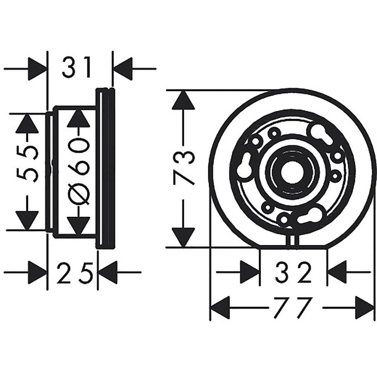 AXOR 13609000 One Extension 25mm for Basic Set Basin Mixer for Concealed Installation Wall-Mounted Select
