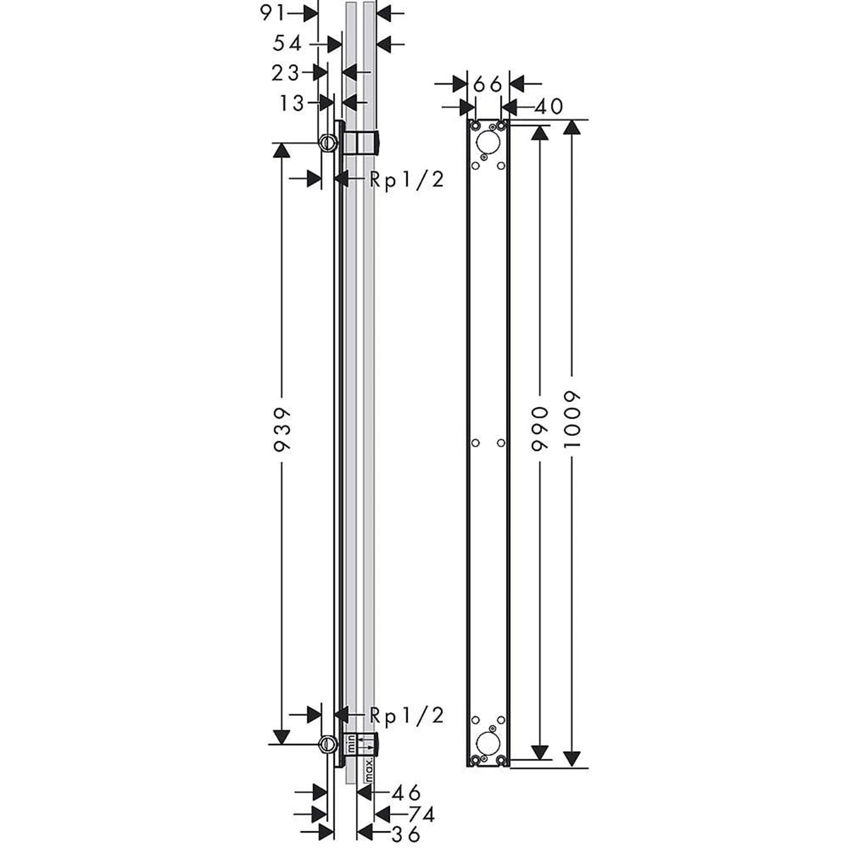 AXOR 48798180 One Basic Set for Showerpipe