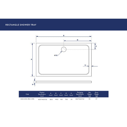 Luxe81 Rectangle Stone Resin Shower Tray
