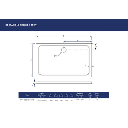 Luxe81 Rectangle Stone Resin Shower Tray