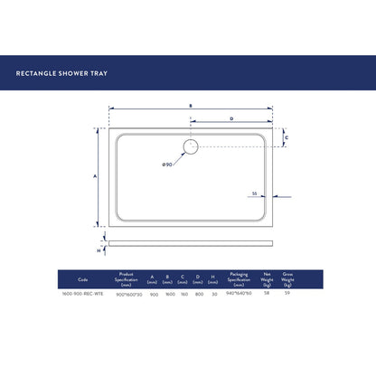 Luxe81 Rectangle Stone Resin Shower Tray