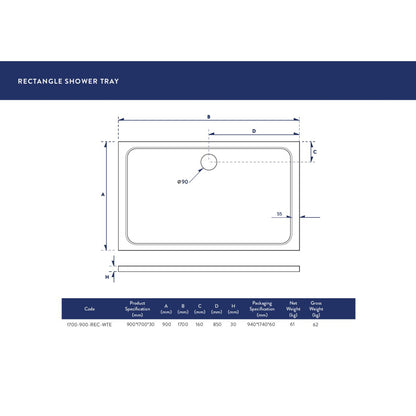 Luxe81 Rectangle Stone Resin Shower Tray