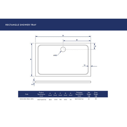 Luxe81 Rectangle Stone Resin Shower Tray