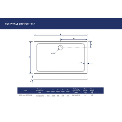 Luxe81 Rectangle Stone Resin Shower Tray