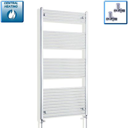 CHATSWORTH 1600 mm High x 750 mm Wide Heated Straight Towel Rail Chrome