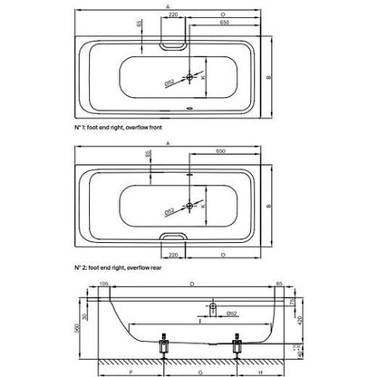 Bette Select Bath with Side Overflow (Overflow Rear)
