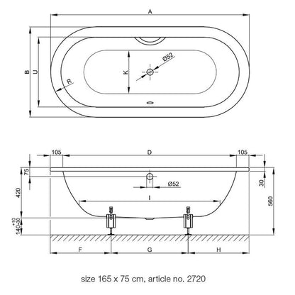Bette Starlet Oval Bath with Leg Set