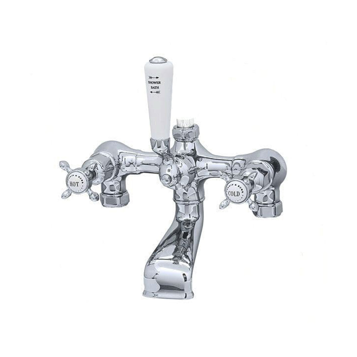 Perrin & Rowe Bath Shower Mixer Tap Without Unions, With Crosshead Handles 3531