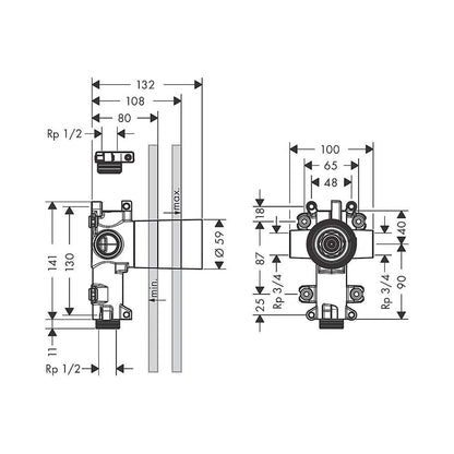 AXOR 36770180 Concealed Part for Trio/Quattro Diverter for Secure Control
