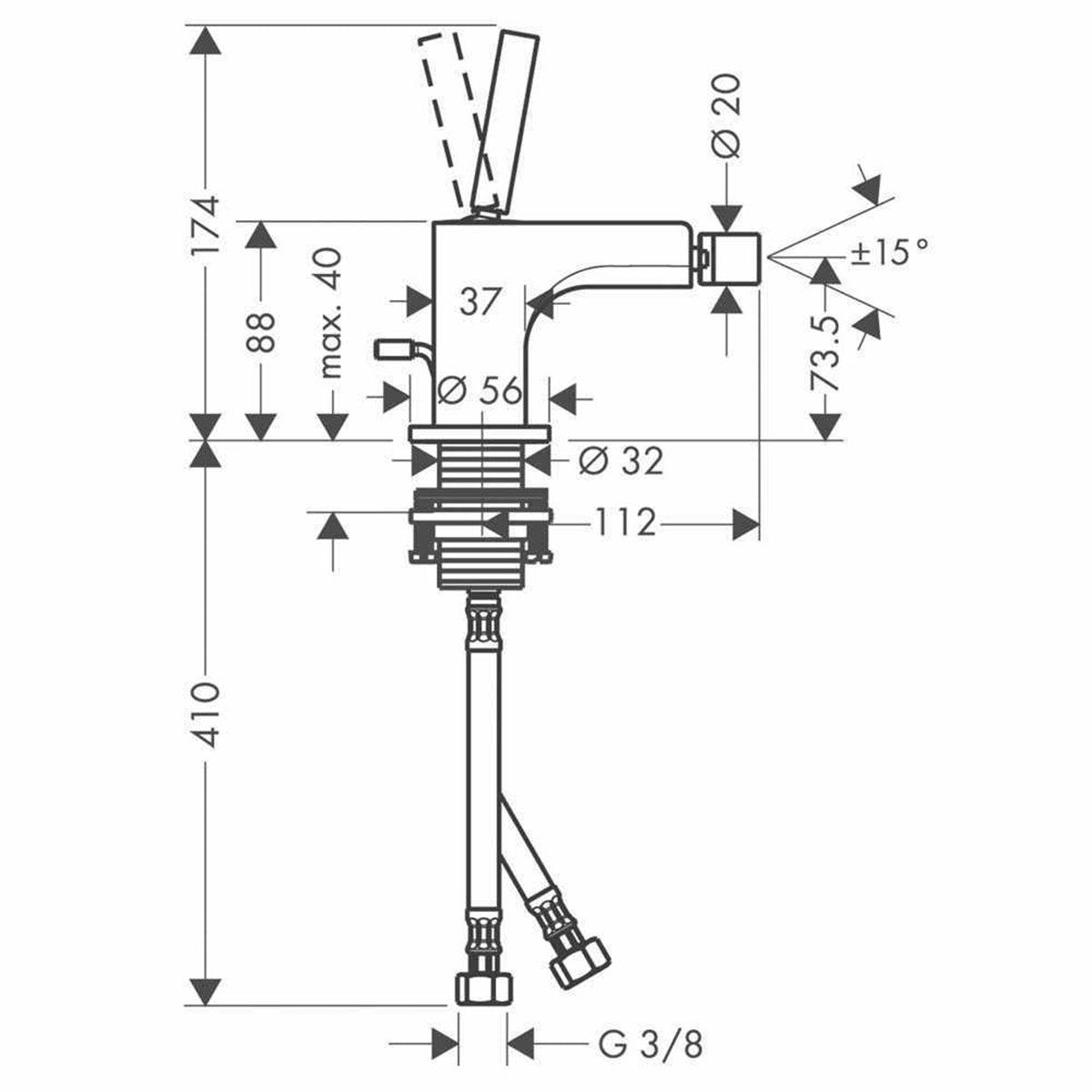 AXOR 39210000 Citterio Mono Bidet Mixer