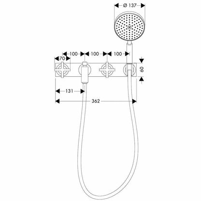 AXOR 39441000 Citterio 3-Piece Cross Head Bath Filler w/ Back Plate