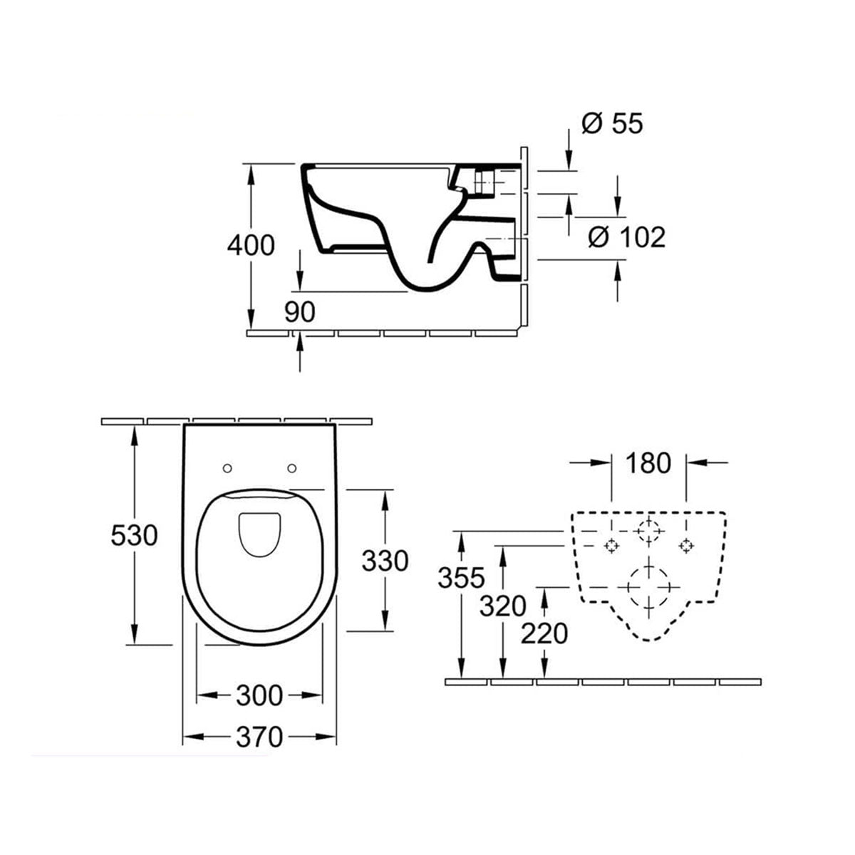 Villeroy And Boch 4657HR01 Arto 370mm x 530mm Wall Mounted Rimless WC Pan with Seat and Cover