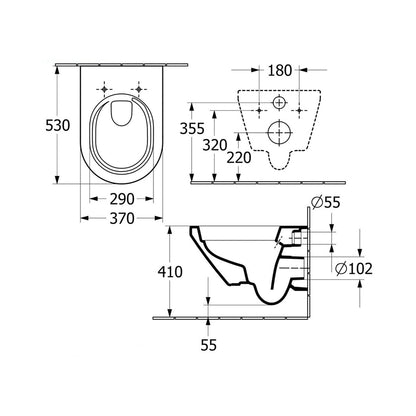 Villeroy And Boch 4694CL01 Architectura TwistFlush Wall Mounted WC Pan with Seat - 370mm x 410mm