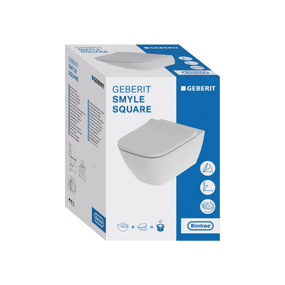 Geberit 500.683.00.2 Smyle Square Grab And Go 350 x 540mm Wall Hung WC Rim-Free And Seat