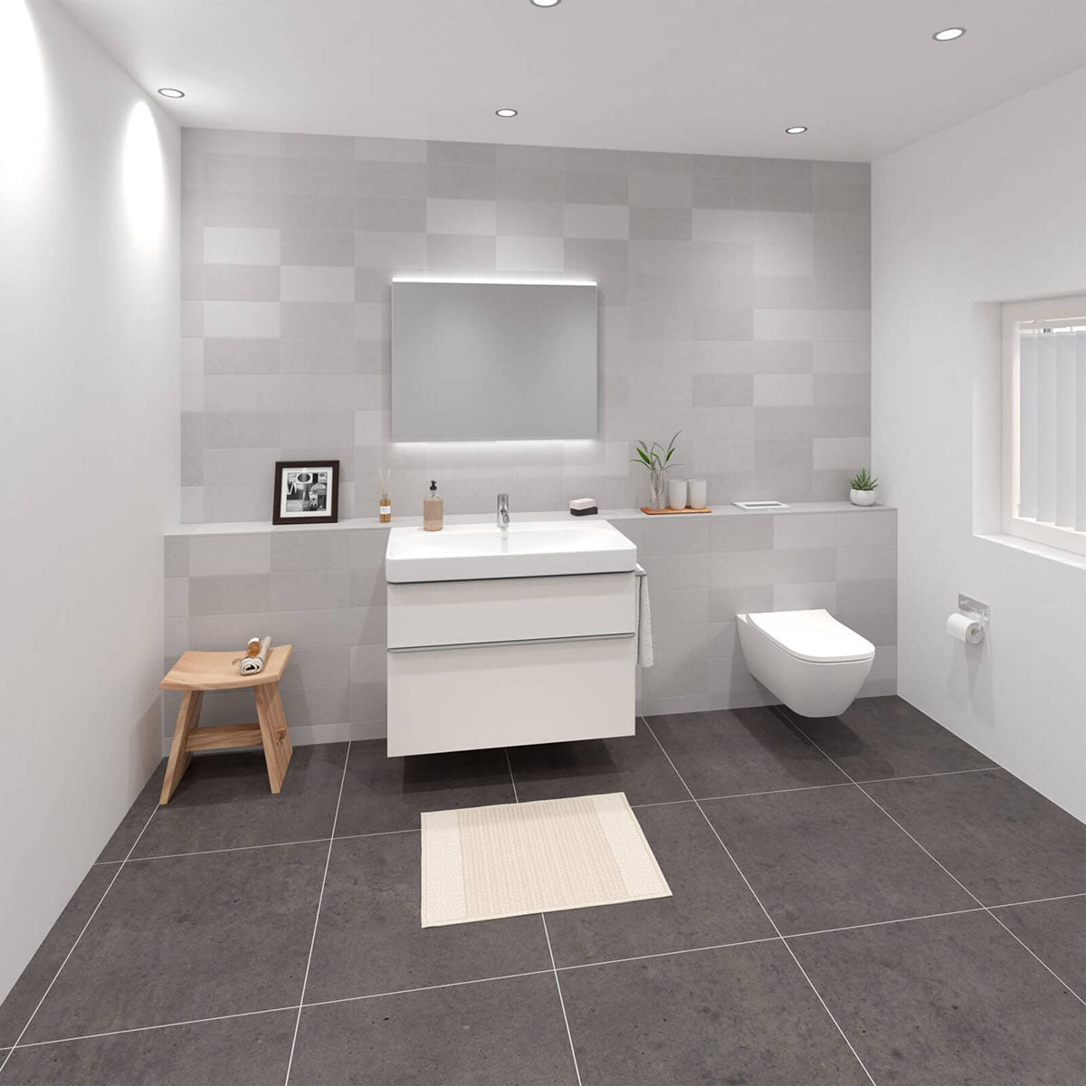 Geberit 500.683.00.2 Smyle Square Grab And Go 350 x 540mm Wall Hung WC Rim-Free And Seat