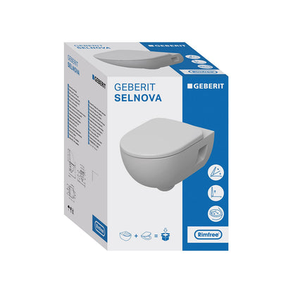 Geberit 501.750.00.1 Selnova Grab And Go Wall Hung WC Rim-Free Toilet 360 x 530mm