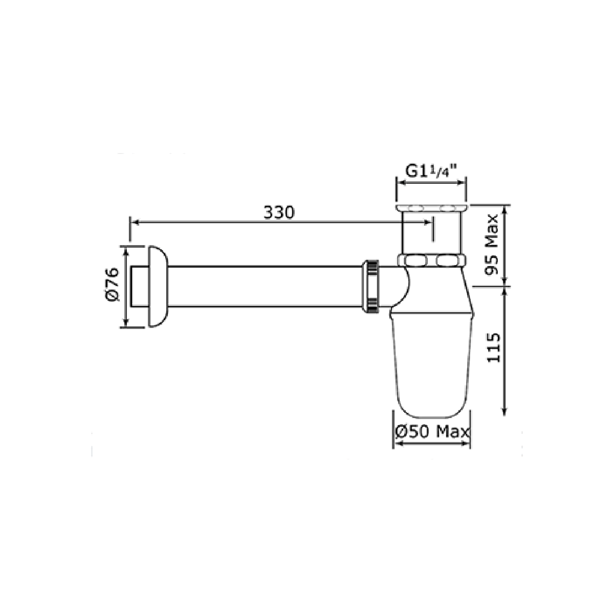 Perrin & Rowe Bottle Trap With Outlet, Pipe And Flange 6703