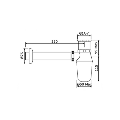 Perrin & Rowe Bottle Trap With Outlet, Pipe And Flange 6703