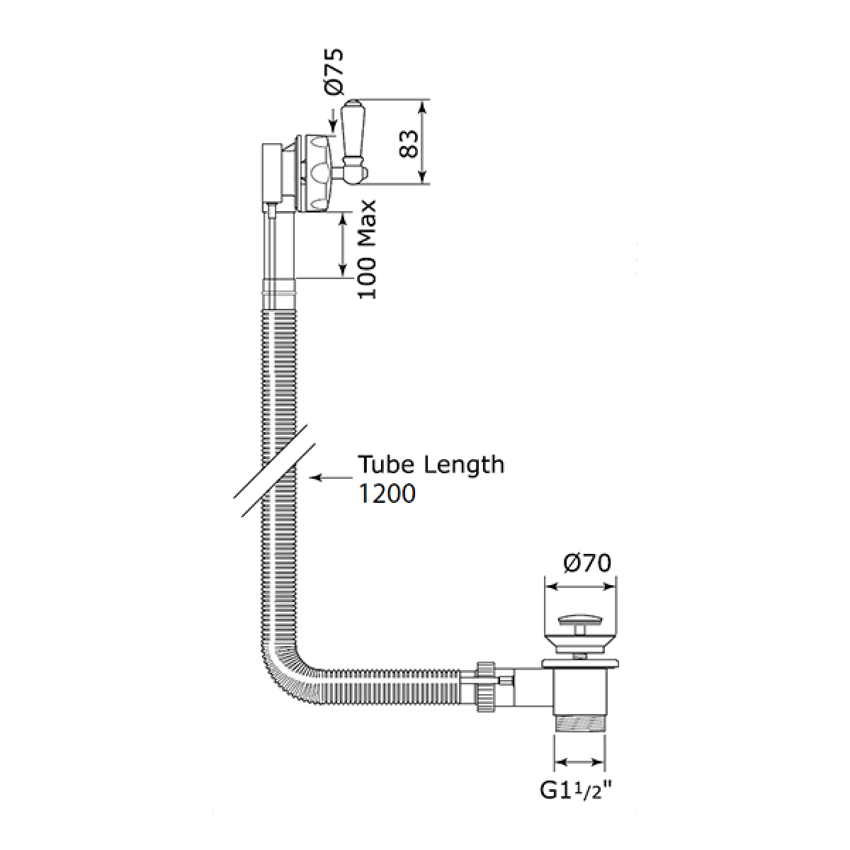 Perrin & Rowe Combined Pop-up Waste With Concealed Pipes 6716