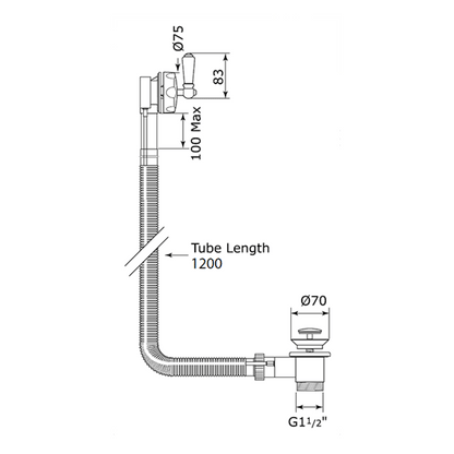 Perrin & Rowe Combined Pop-up Waste With Concealed Pipes 6716