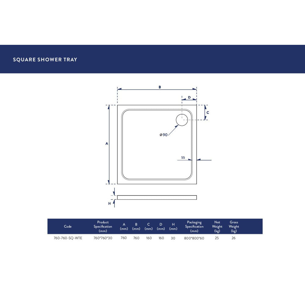 Luxe81 Square Stone Resin Shower Tray