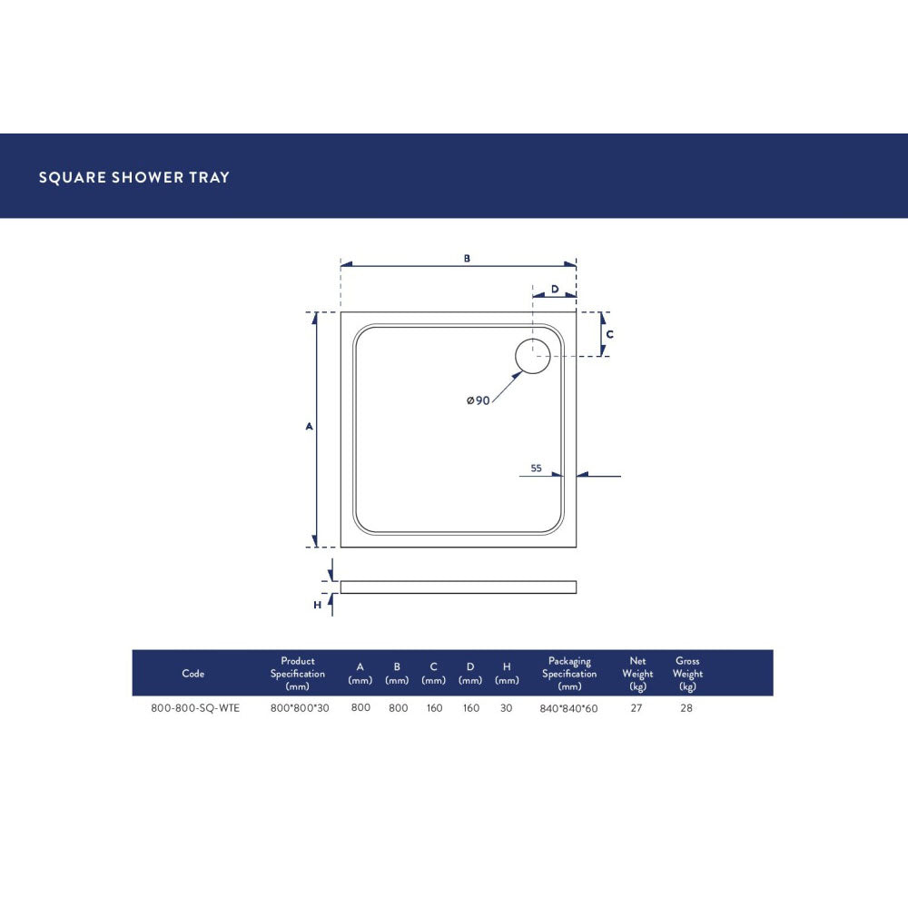 Luxe81 Square Stone Resin Shower Tray
