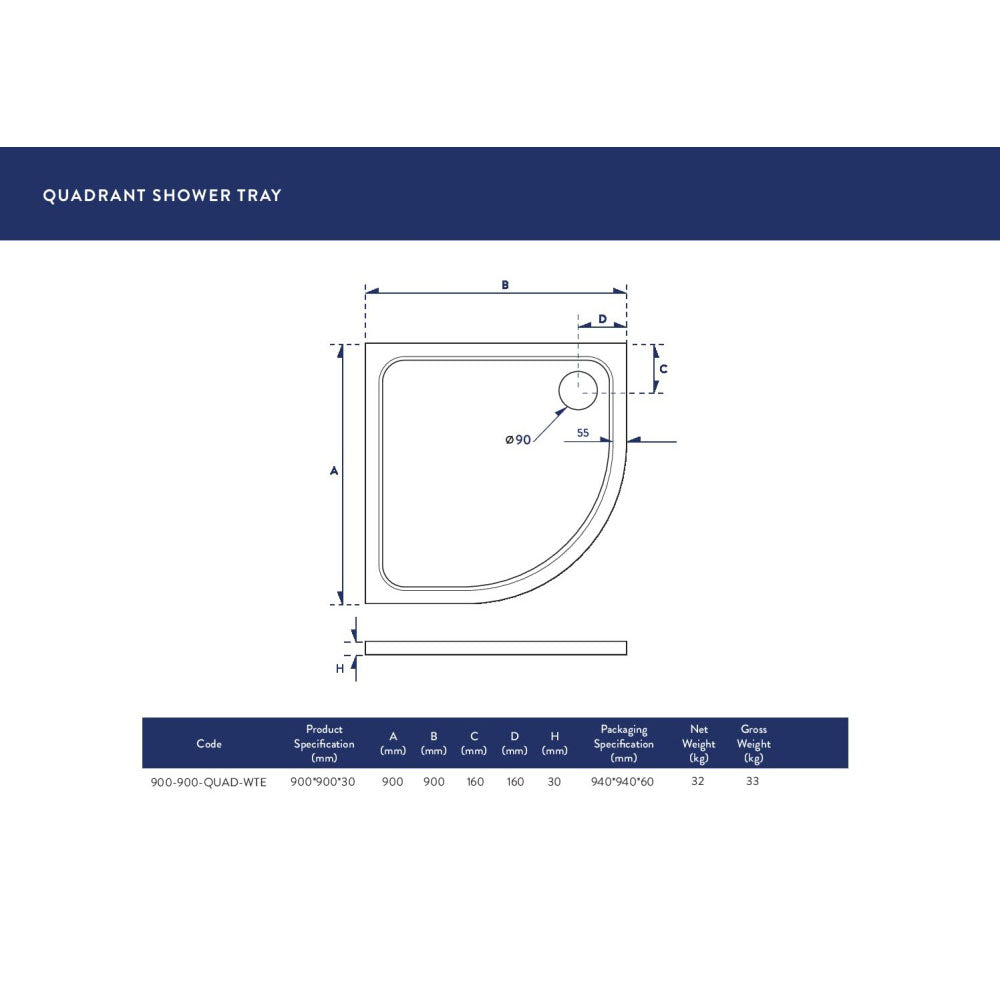 Luxe81 Quadrant Stone Resin Shower Tray