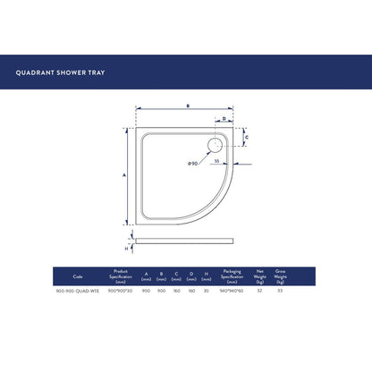 Luxe81 Quadrant Stone Resin Shower Tray