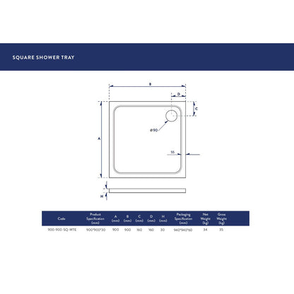 Luxe81 Square Stone Resin Shower Tray