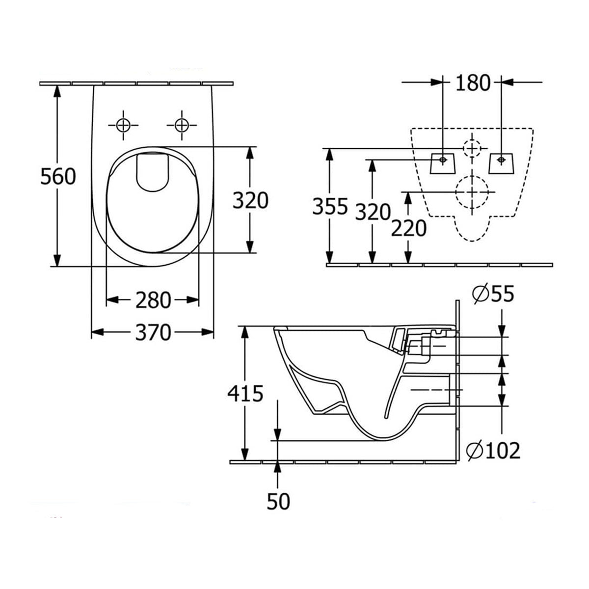 Villeroy And Boch 5057199982179 Subway 2.0 Wall Hung WC and ViConnect Pro S Toilet Frame Pack - 370mm x 365mm