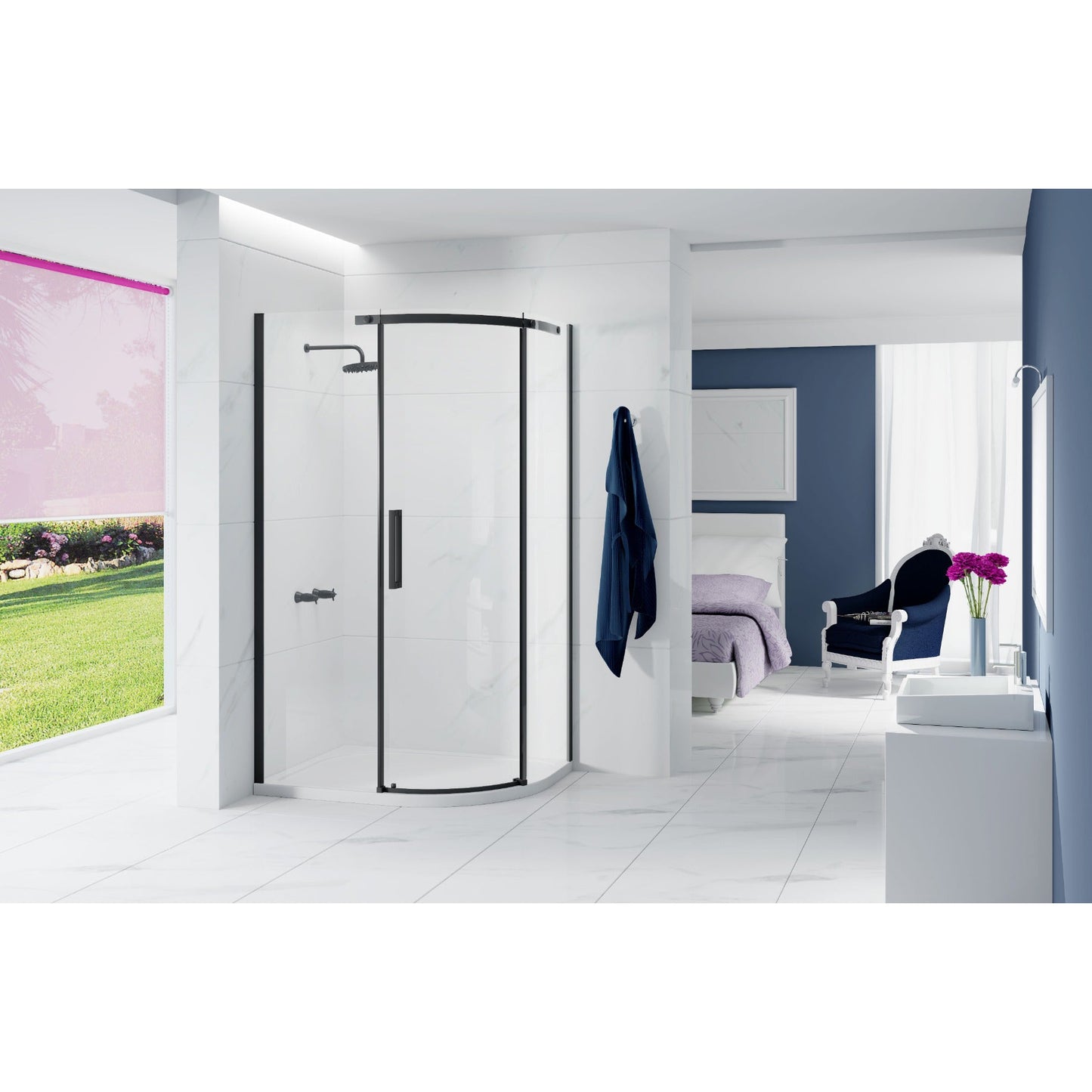 Merlyn Ionic Essence Frameless 1 door Offset Quadrant