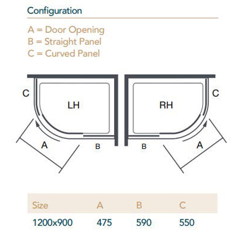 Merlyn Ionic Essence Frameless 1 door Offset Quadrant