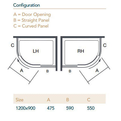 Merlyn Ionic Essence Frameless 1 door Offset Quadrant