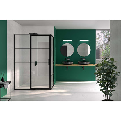 Merlyn Ionic Essence Framed Squared Hinge and Inline Door Black