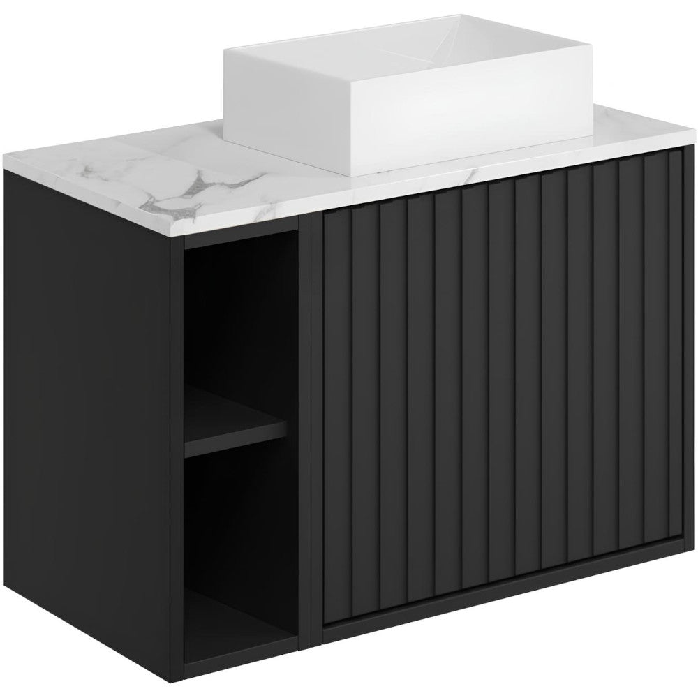 Luxe81 Alfie 800mm Wall Hung Unit with Carrara Worktop