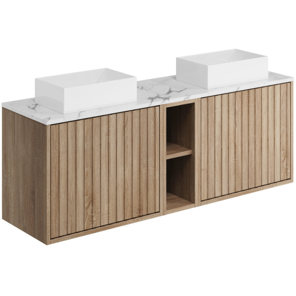 Luxe81 Alfie 1400mm Wall Hung Unit with Carrara Worktop