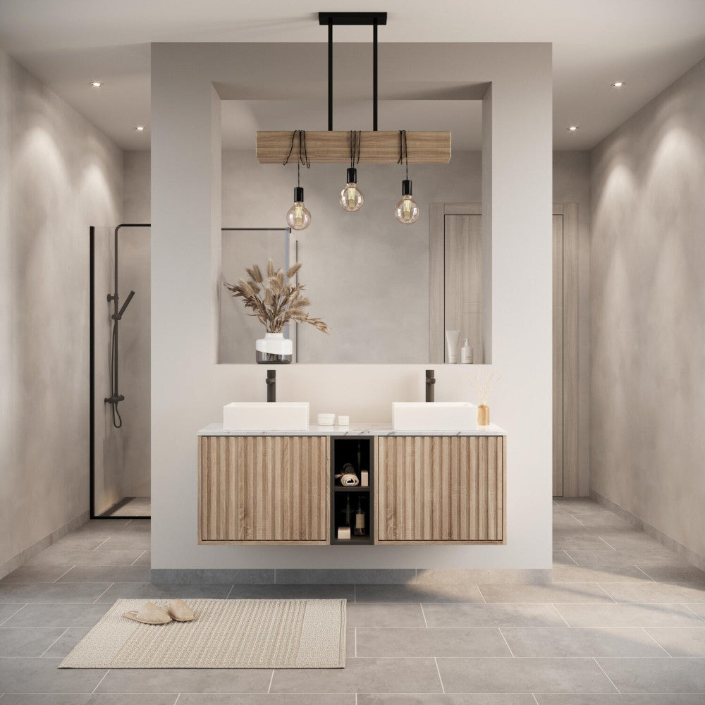 Luxe81 Alfie 1400mm Wall Hung Unit with Carrara Worktop