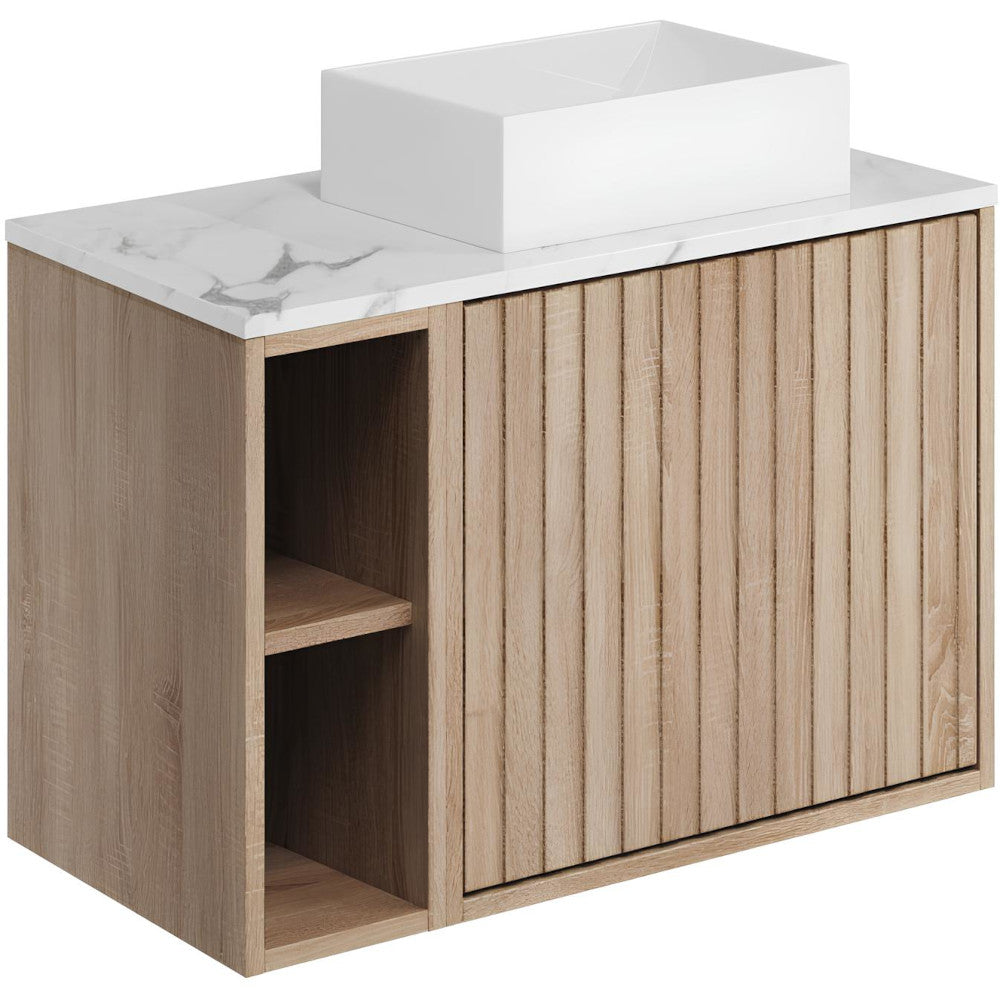 Luxe81 Alfie 800mm Wall Hung Unit with Carrara Worktop