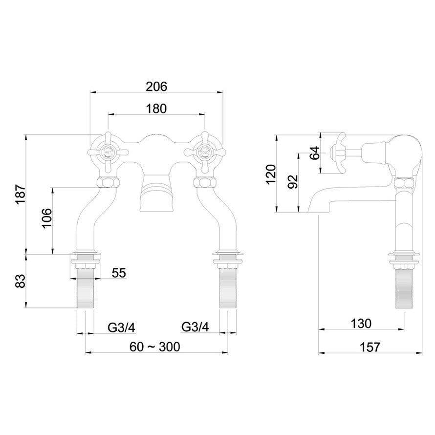 Burlington Anglesey AN23-QT Bath Filler Deck Mounted