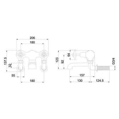 Burlington Anglesey AN24-QT Bath Filler Wall Mounted
