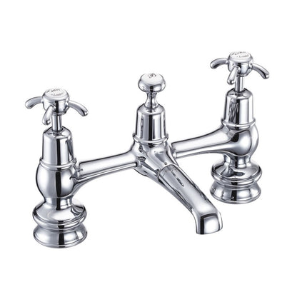 Burlington Anglesey ANR10-QT Regent 2 Tap Hole Bridge Basin Mixer with Plug & Chain Waste & Swivel Spout