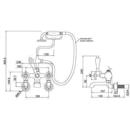Burlington Anglesey Regent Bath Shower Mixer Wall-Mounted