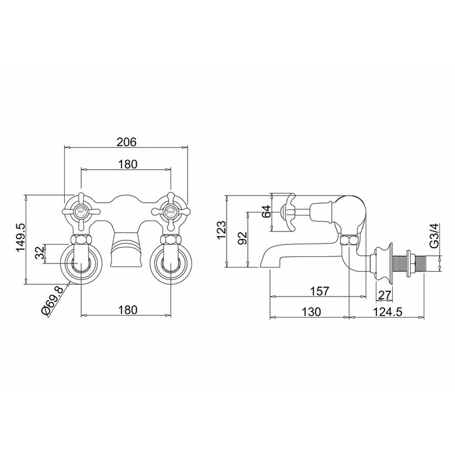 Burlington Anglesey Regent Bath Filler Wall Mounted