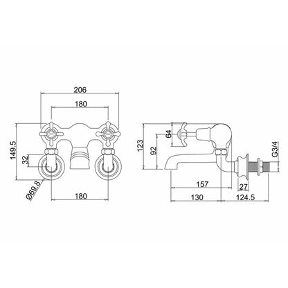 Burlington Anglesey Regent Bath Filler Wall Mounted