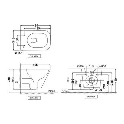 Geberit 502.293.00.7 Selnova 360 x 530mm Wall-Hung Washdown Shrouded Rimless WC Pan White