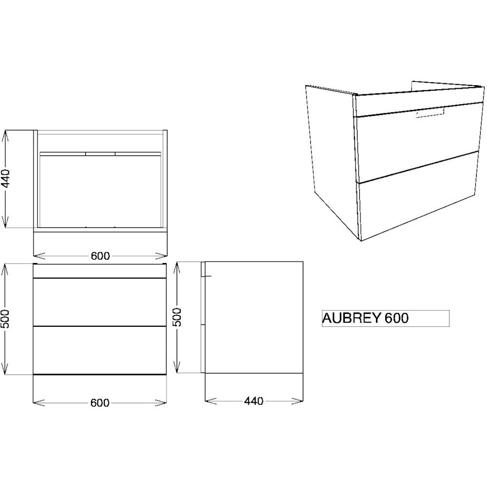 Luxe81 Aubrey 600mm Wall Hung Vanity Unit